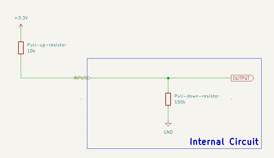 weak pull-down resistor with external pull-up resistor