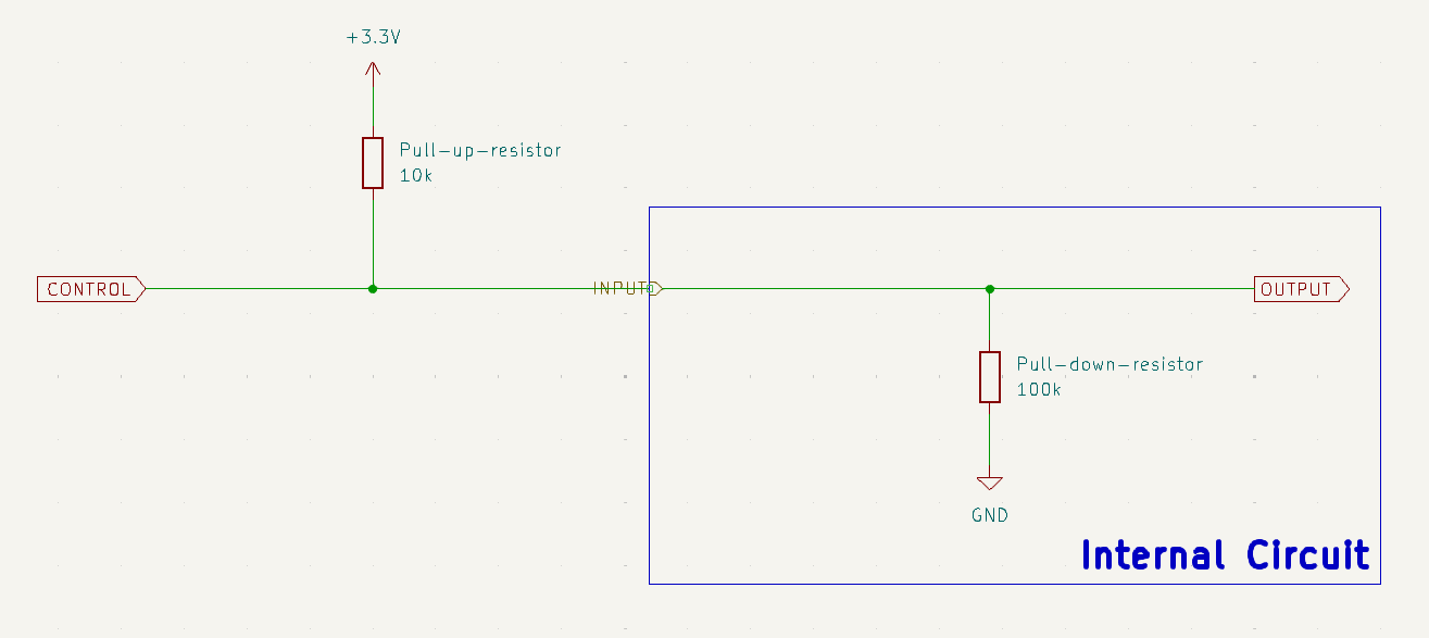 weak pull-down resistor with external pull-up resistor and control signal